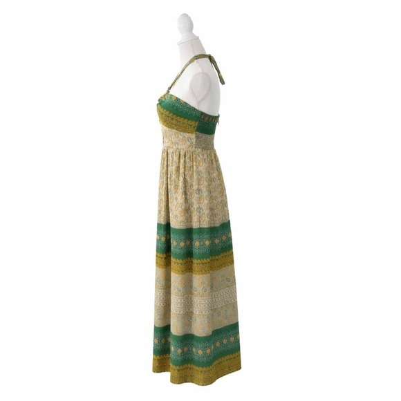 Anthropologie TINY Twist Halter Maxi Dress Green Boho Print Size M - Picture 9 of 10